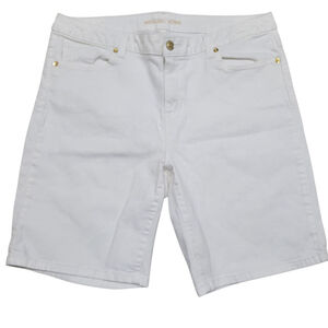 Michael Kors Bermuda Denim White Shorts Size 12 Waist 36 Inseam 9 Women's
